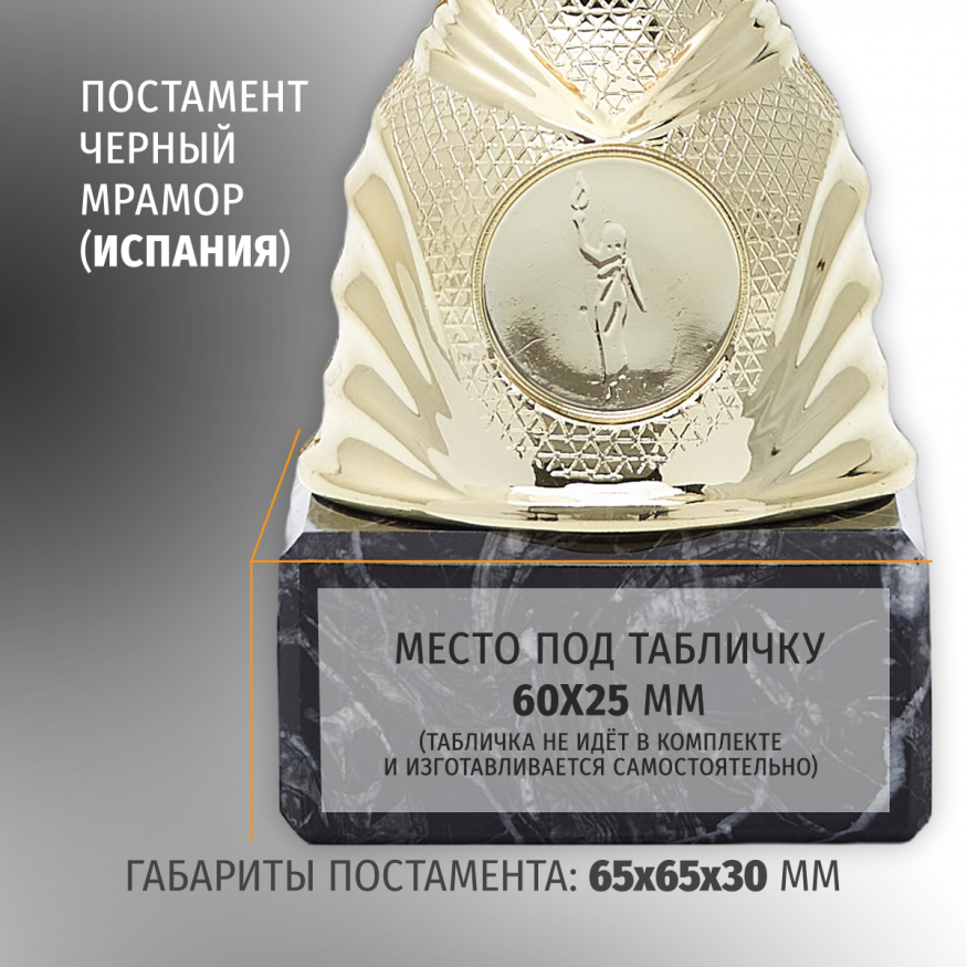 Кубок металлический для награждения победителей и призеров красный 27.5 см.