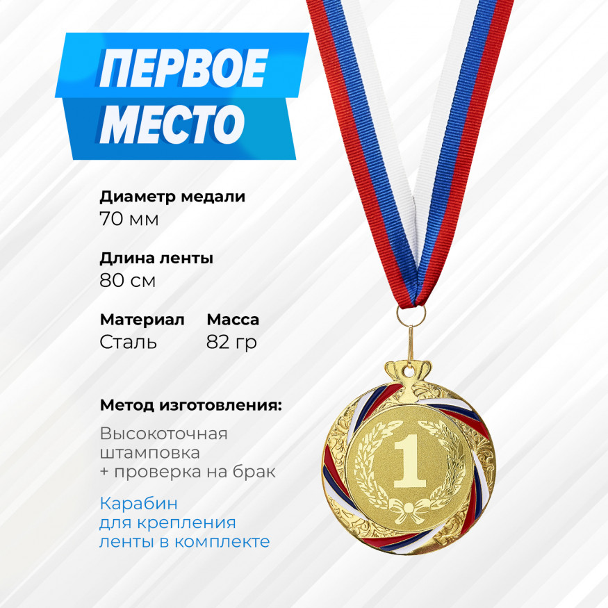 Призовые медали номинальные на ленте за 1, 2 и 3 место. Набор для награждения подарочный 9 шт.